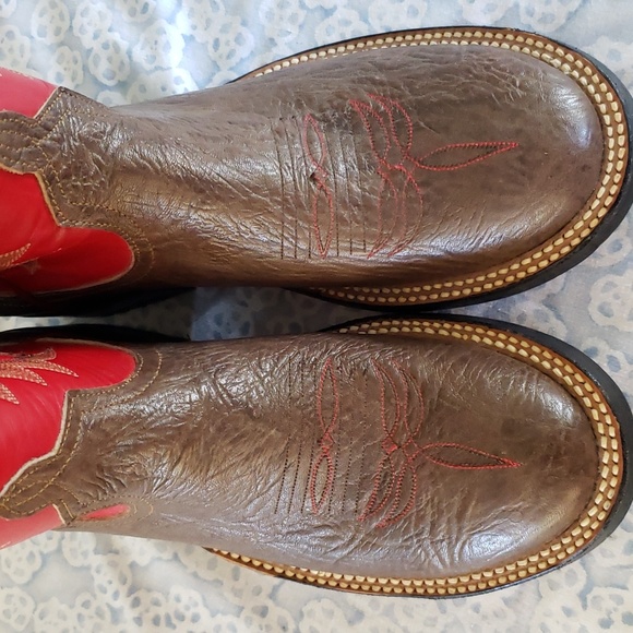 Anderson Bean Tall Boots Red Boots Embroidered Boots Cowgirl Boots Western Rodeo - Picture 8 of 17